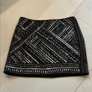 Club Monaco Black and Silver Sequin Mini Skirt